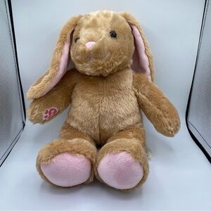 Build a Bear Rabbit Bunny Plush Light Brown Fluffy Tail Pink Feet Soft Stuffie
